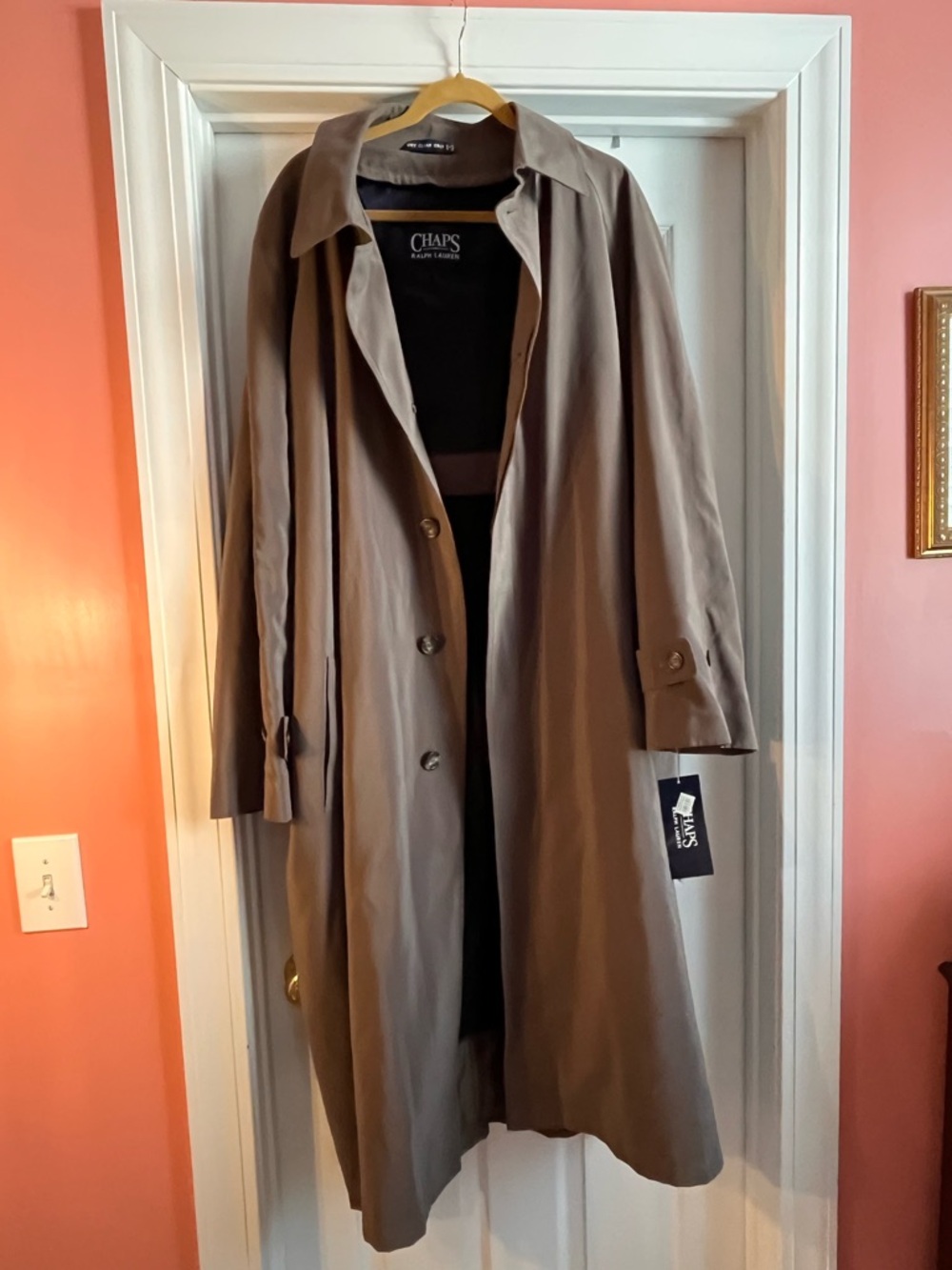 Chaps Men's Trench Coat in Taupe